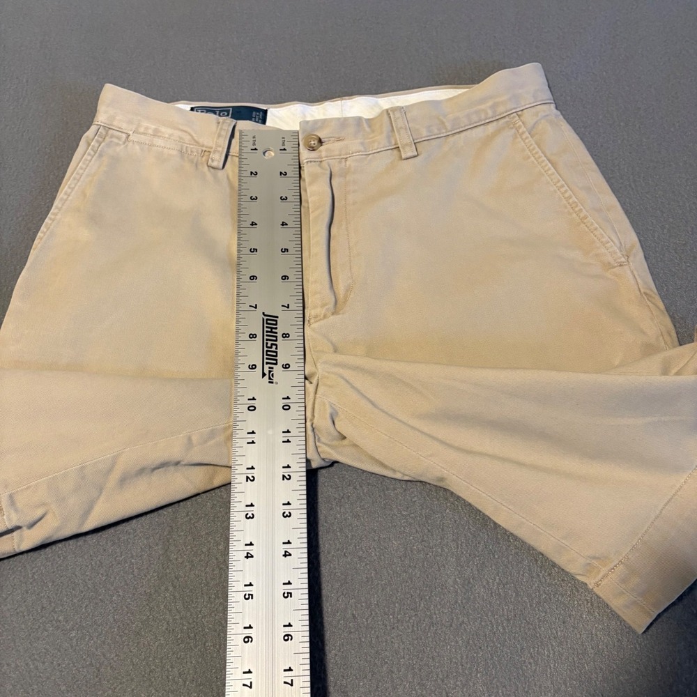 Polo Ralph Lauren Chino Shorts Men 31x10 Khaki Tan Flat Front Cotton Twill Pony - Picture 3 of 13